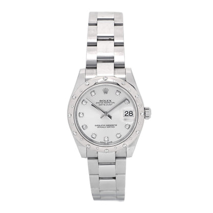 Rolex Stainless Steel 18K White Gold Diamond 31mm Oyster Perpetual Datejust Watch Silver 178344 1 of 4
