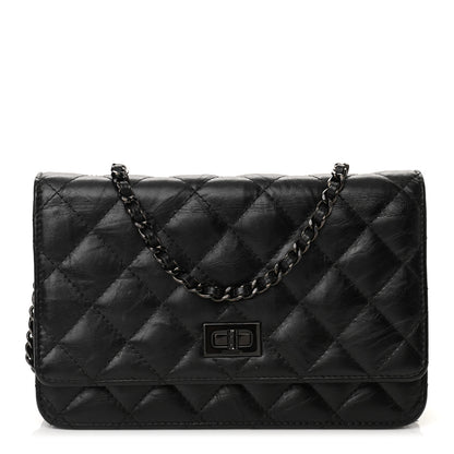 Chanel Aged Calfskin Quilted Reissue Wallet On Chain WOC So Black 1 of 12