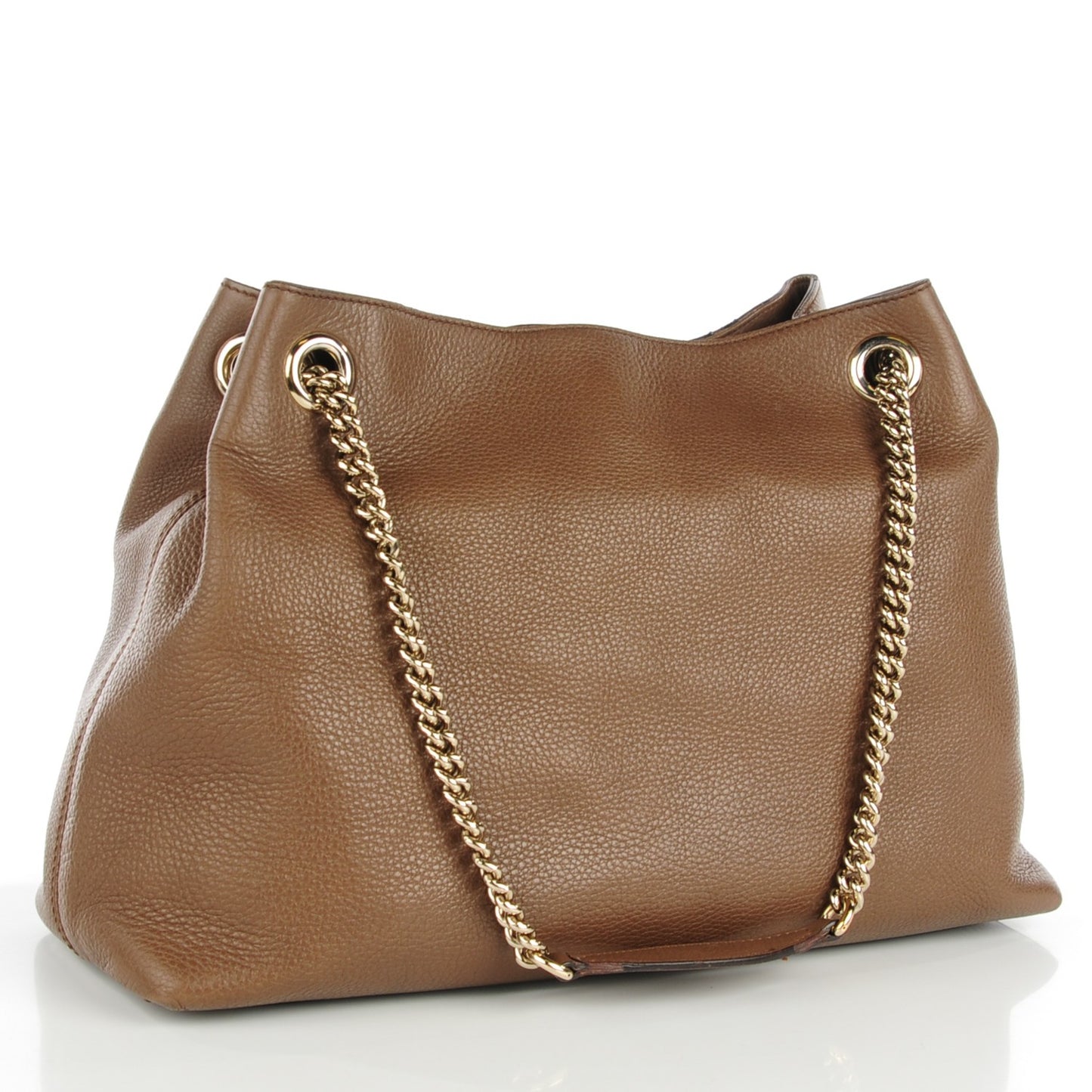 Pebbled Calfskin Medium Soho Chain Shoulder Bag Maple Brown
