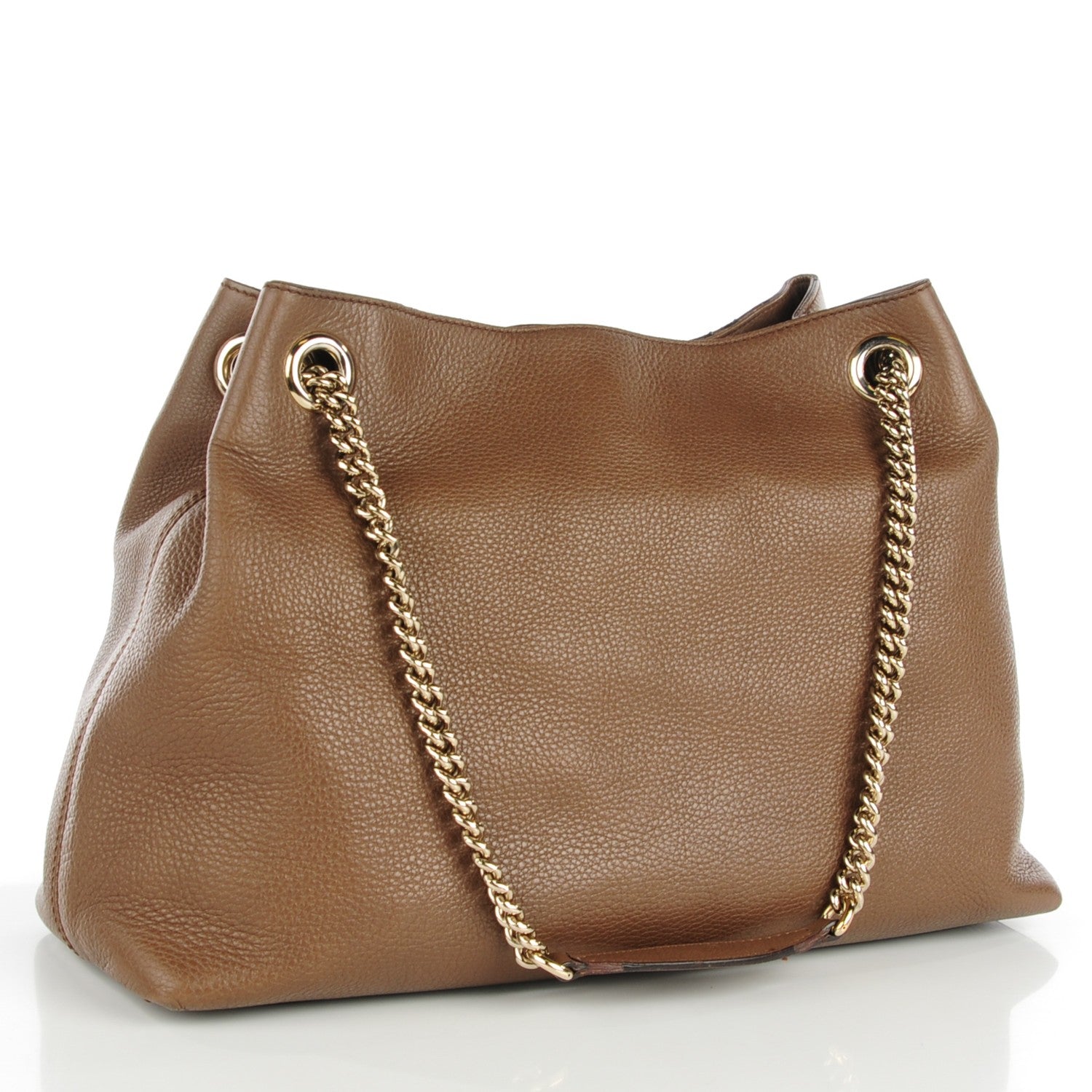 Gucci Pebbled Calfskin Medium Soho Chain Shoulder Bag Maple Brown 3 of 7