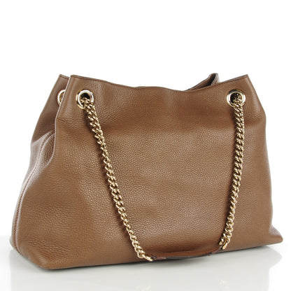 Gucci Pebbled Calfskin Medium Soho Chain Shoulder Bag Maple Brown 3 of 7