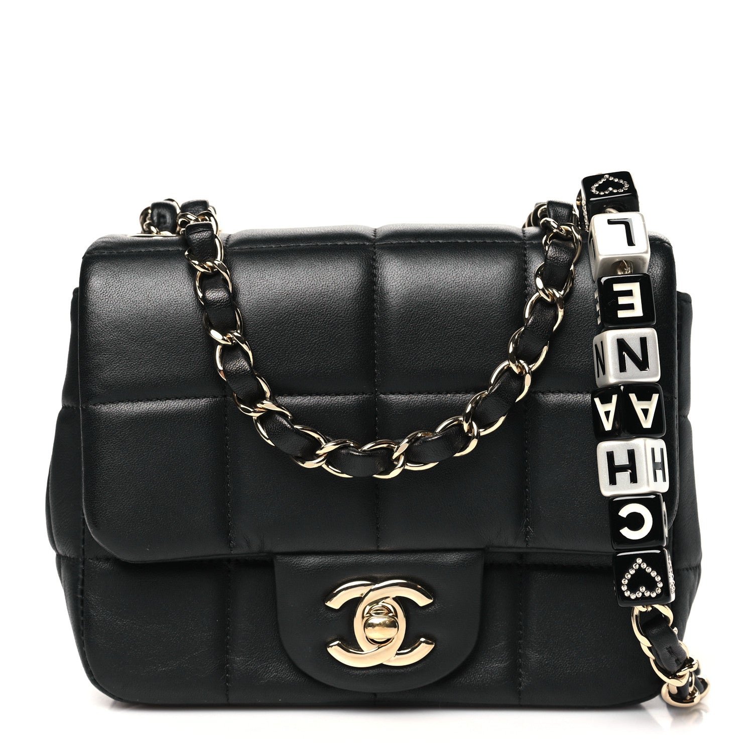 Chanel Lambskin Resin Crystal Square Quilted Mini Monacoco Flap Black 1 of 10