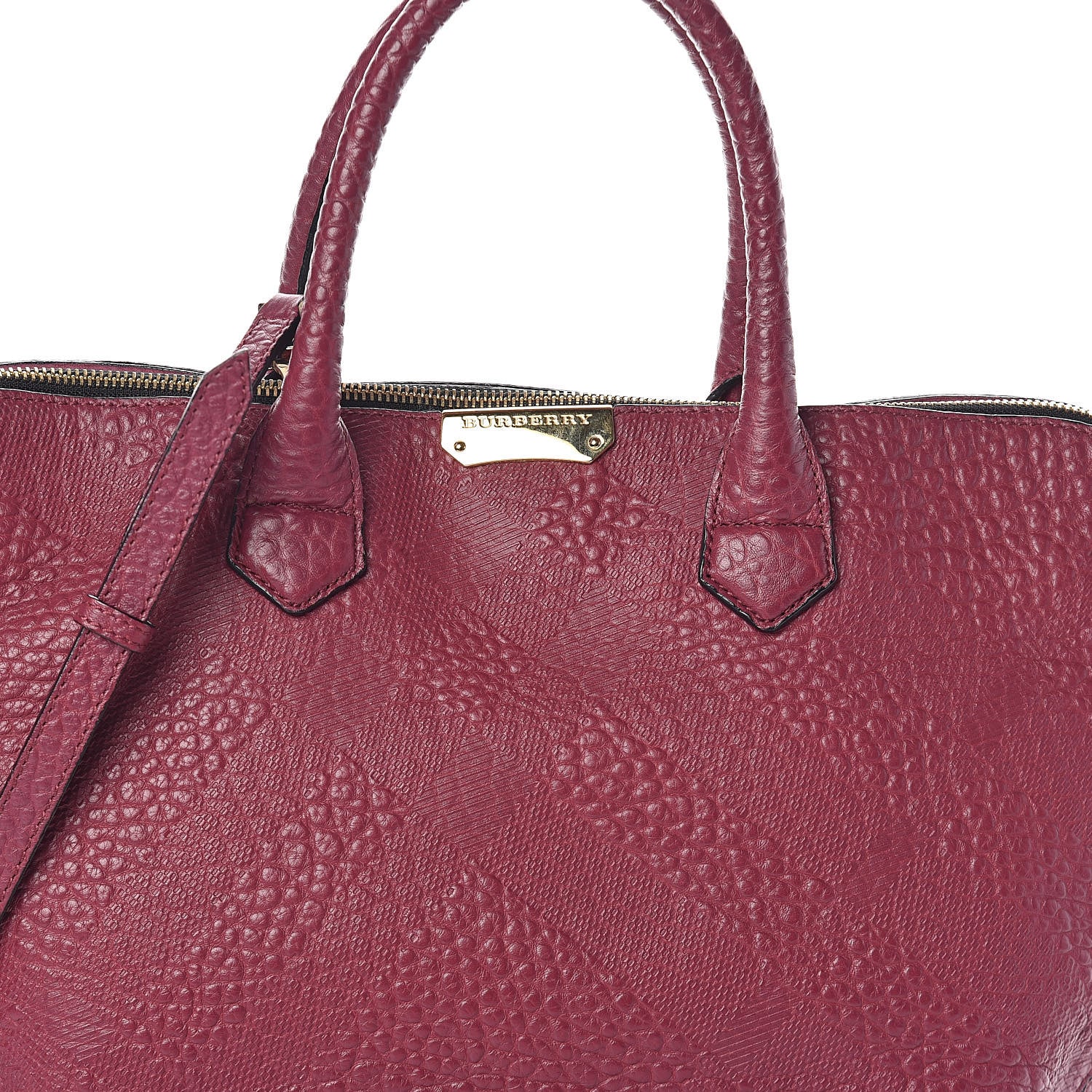 Burberry Signature Grain Medium Dewsbury Tote Dark Plum 7 of 9