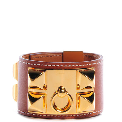 Hermes Tadelakt Leather Collier de Chien CDC Bracelet Fauve Small 1 of 6