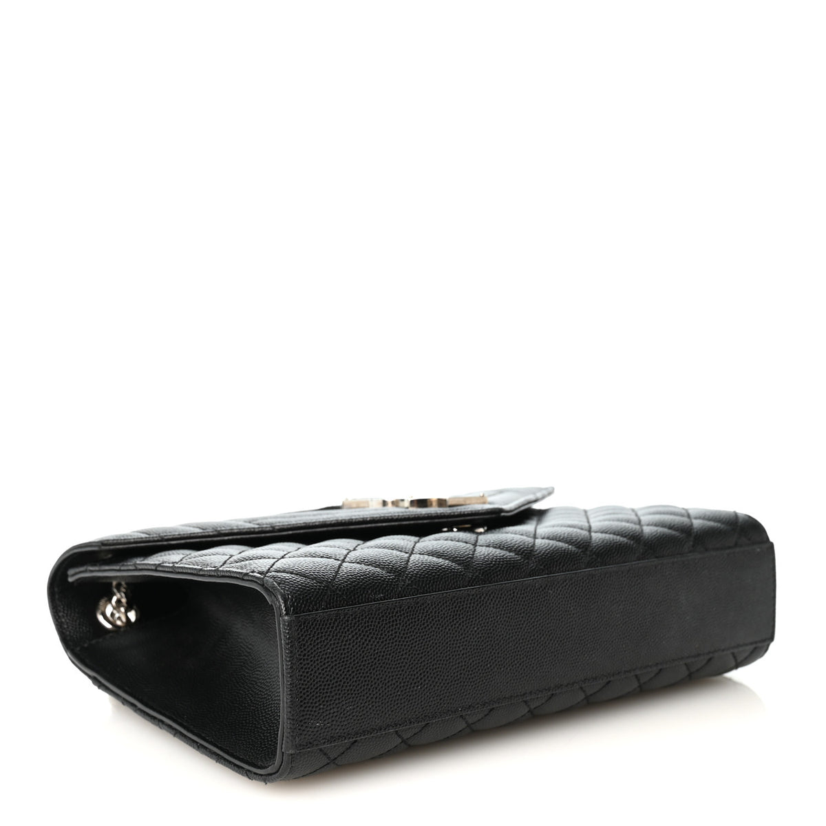 Saint Laurent Grain De Poudre Textured Mixed Matelasse Triquilt Medium Monogram Satchel Black 4 of 10