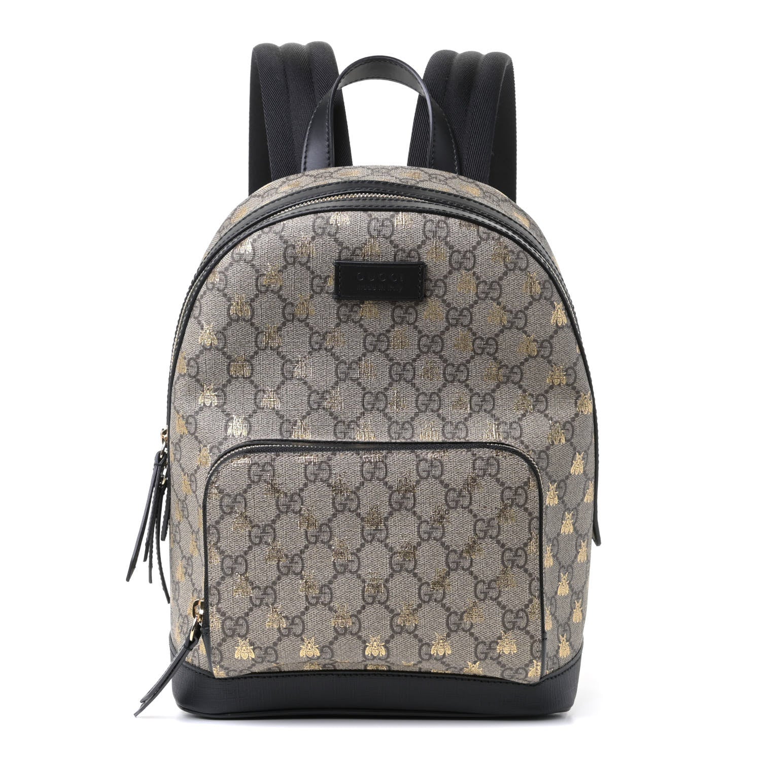 Gucci GG Supreme Monogram Bees Print Small Day Backpack Beige Oro Black 1 of 6