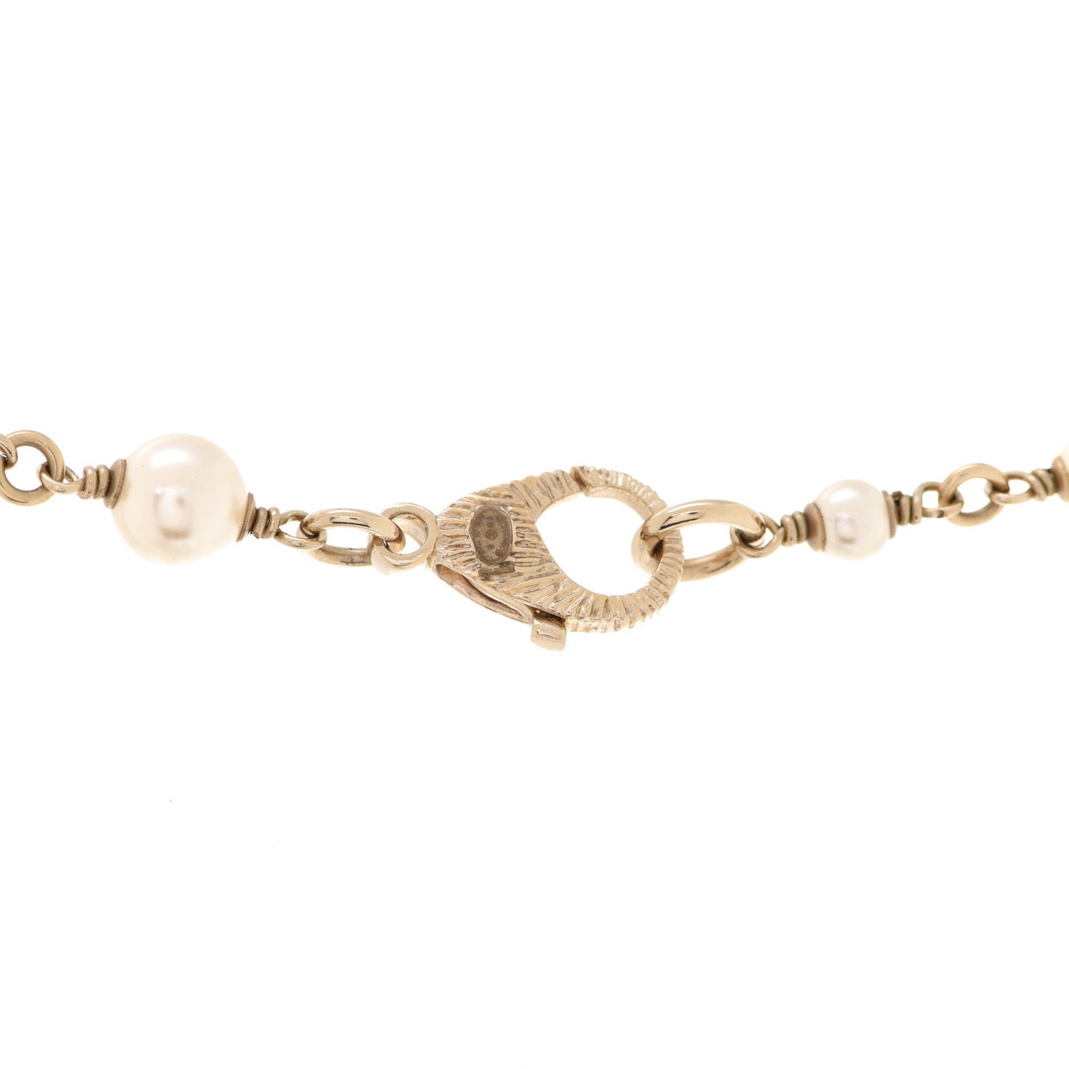 Chanel Crystal Pearl Hearts CC Pendant Necklace Gold 5 of 6