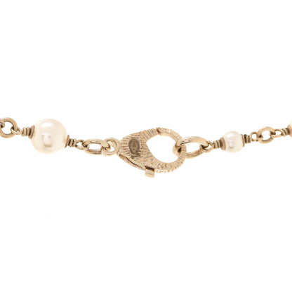 Chanel Crystal Pearl Hearts CC Pendant Necklace Gold 5 of 6