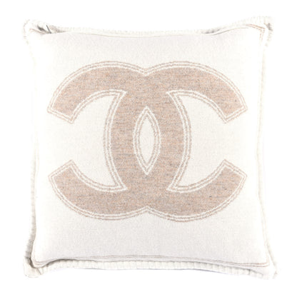 Chanel Merino Wool Cashmere CC Pillow Beige Off White 1 of 3