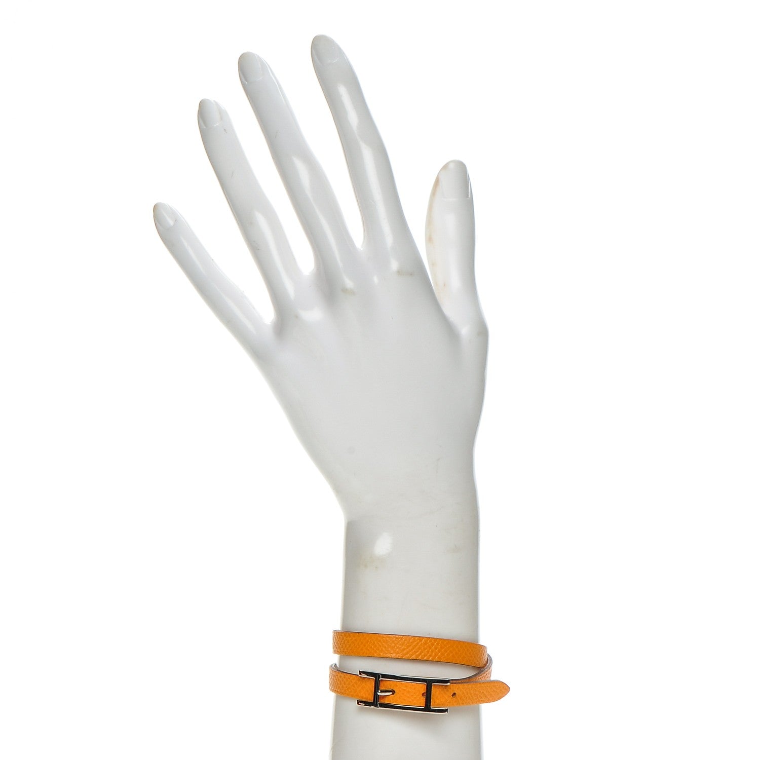 Hermes Epsom Behapi Double Tour Bracelet XS White Mango 2 of 6