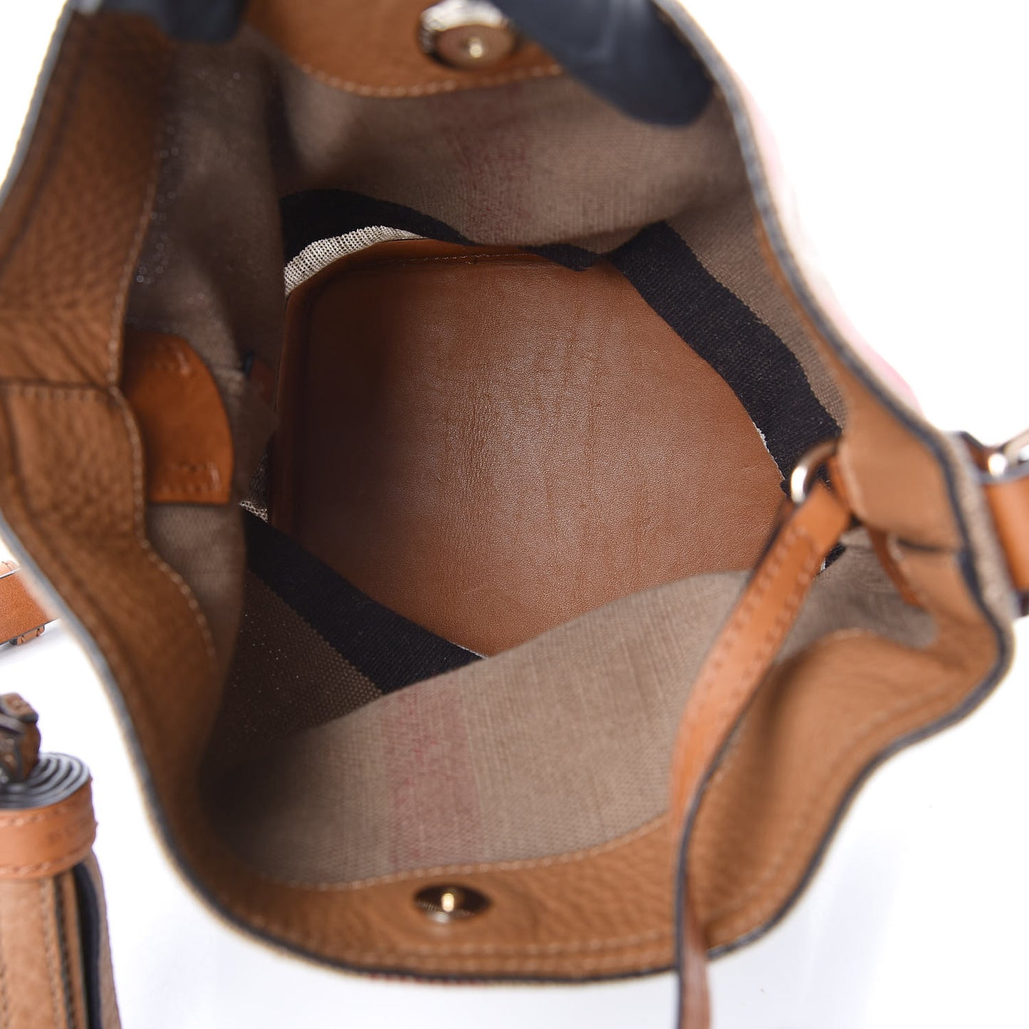 Canvas Mega Check Mini Ashby Tassel Crossbody Saddle Brown