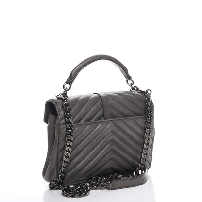 Saint Laurent Sheepskin Matelasse Chevron Monogram Medium College Bag Light Coal 4 of 8