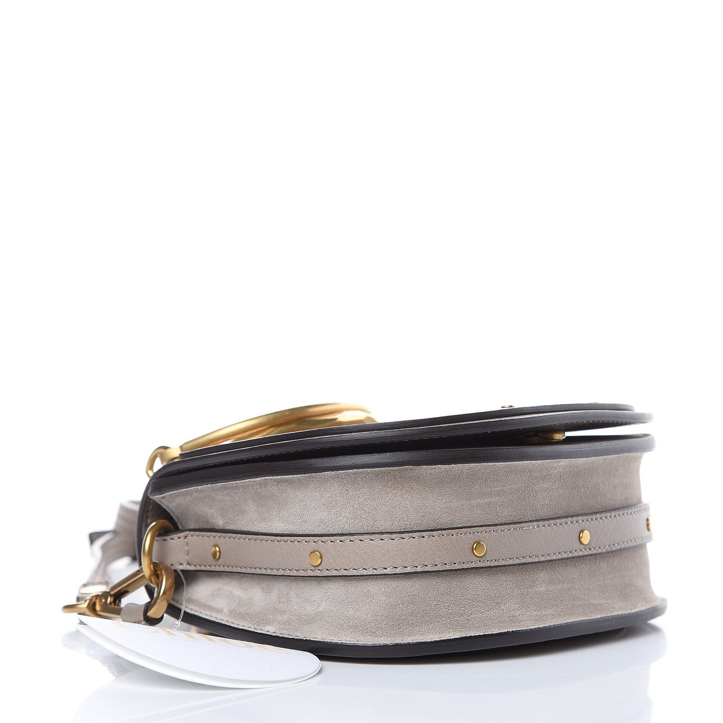 Calfskin Suede Small Nile Bracelet Bag Motty Grey