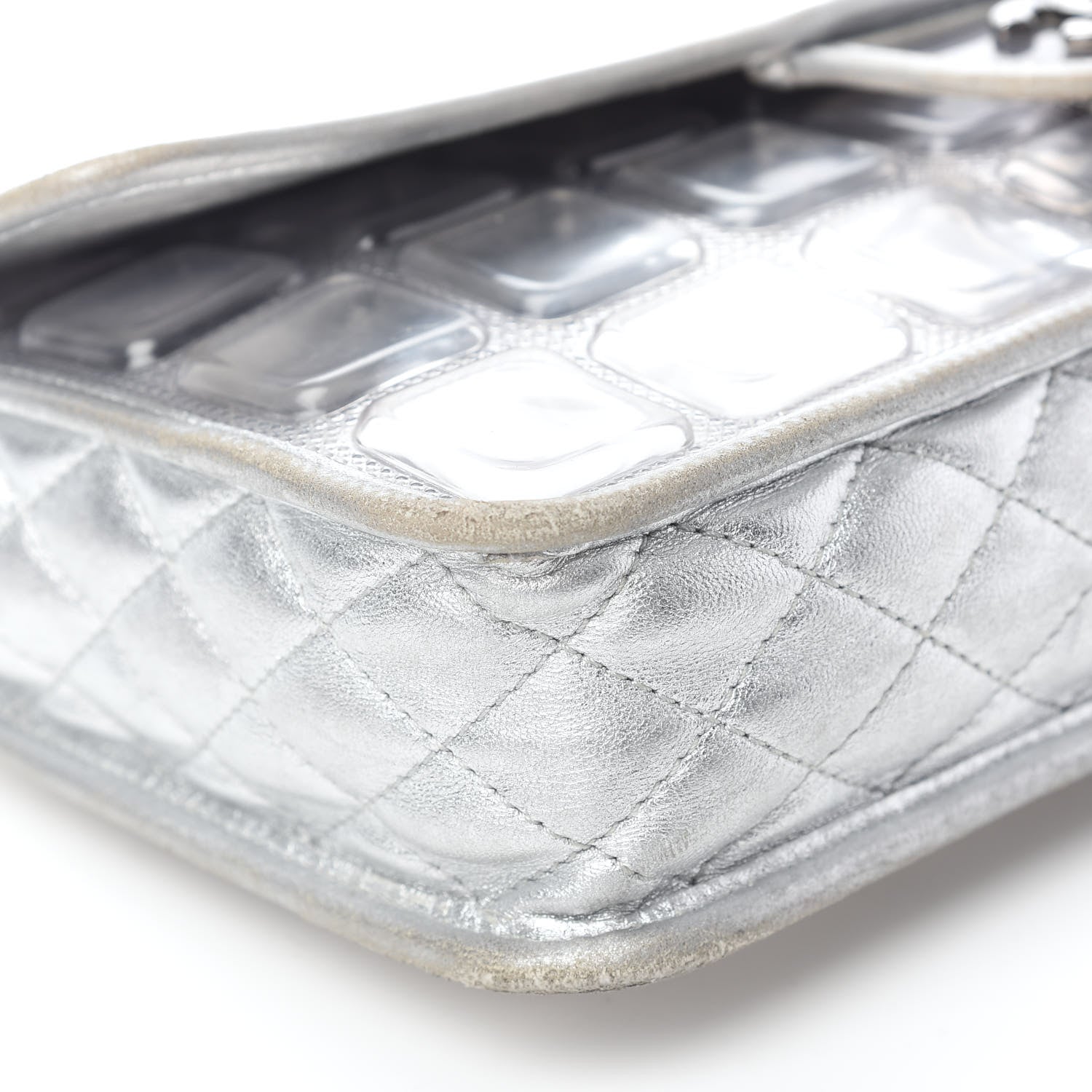 Chanel Vinyl Large Ice Cube Flap Silver 12 of 14