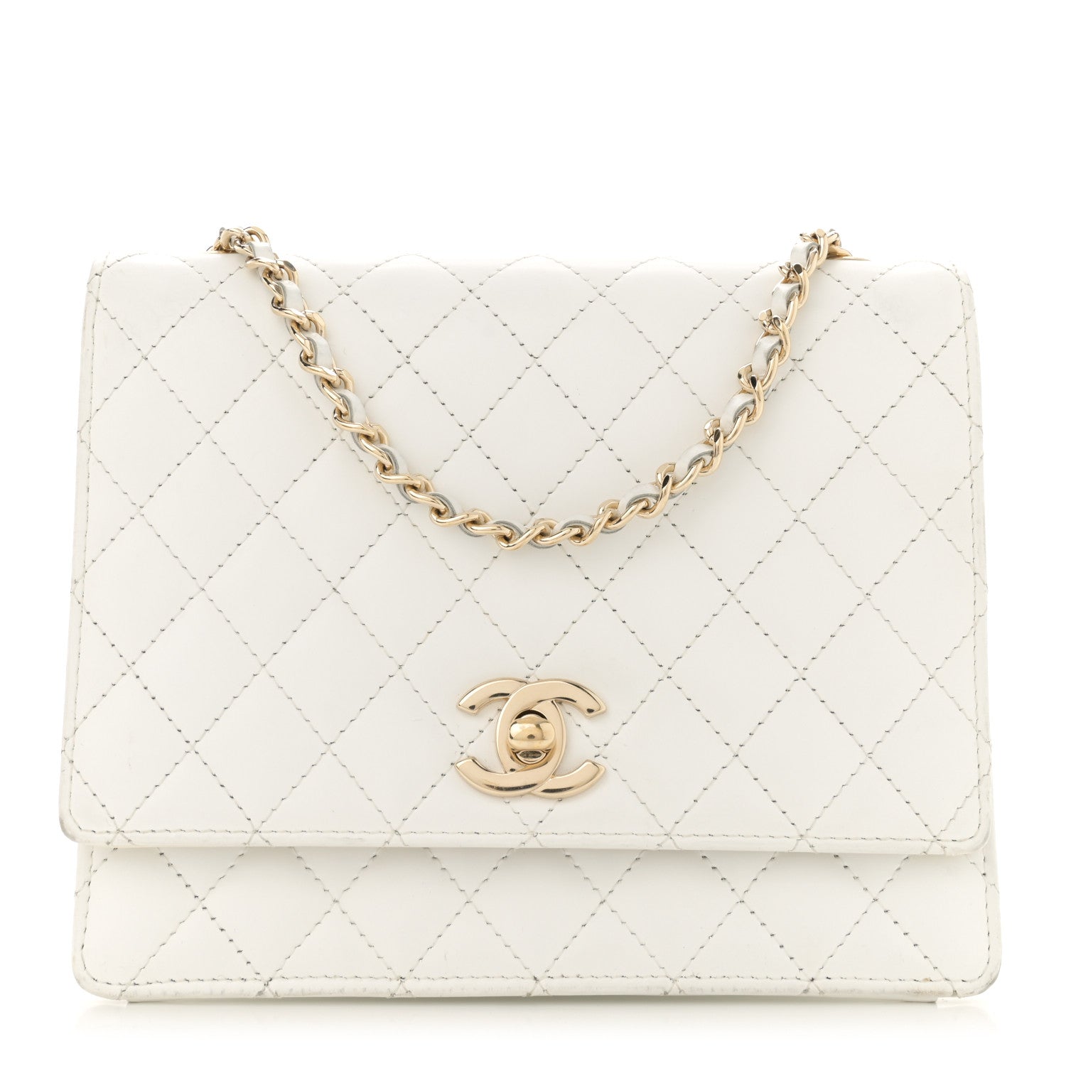 Chanel Glazed Calfskin Stitched Mini Square Flap White 1 of 14