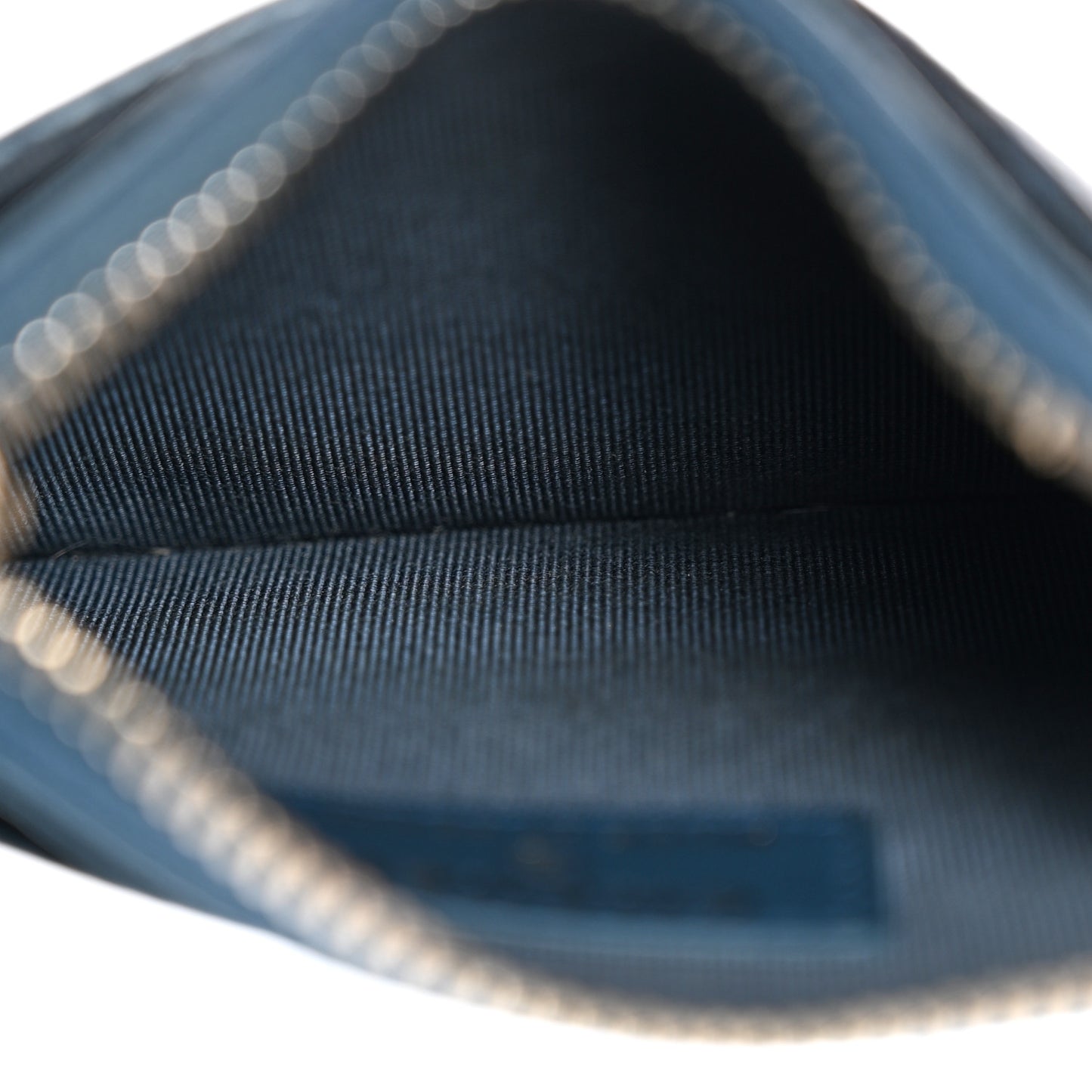 Metallic Caviar Quilted CC Zip Card Holder Dark Blue
