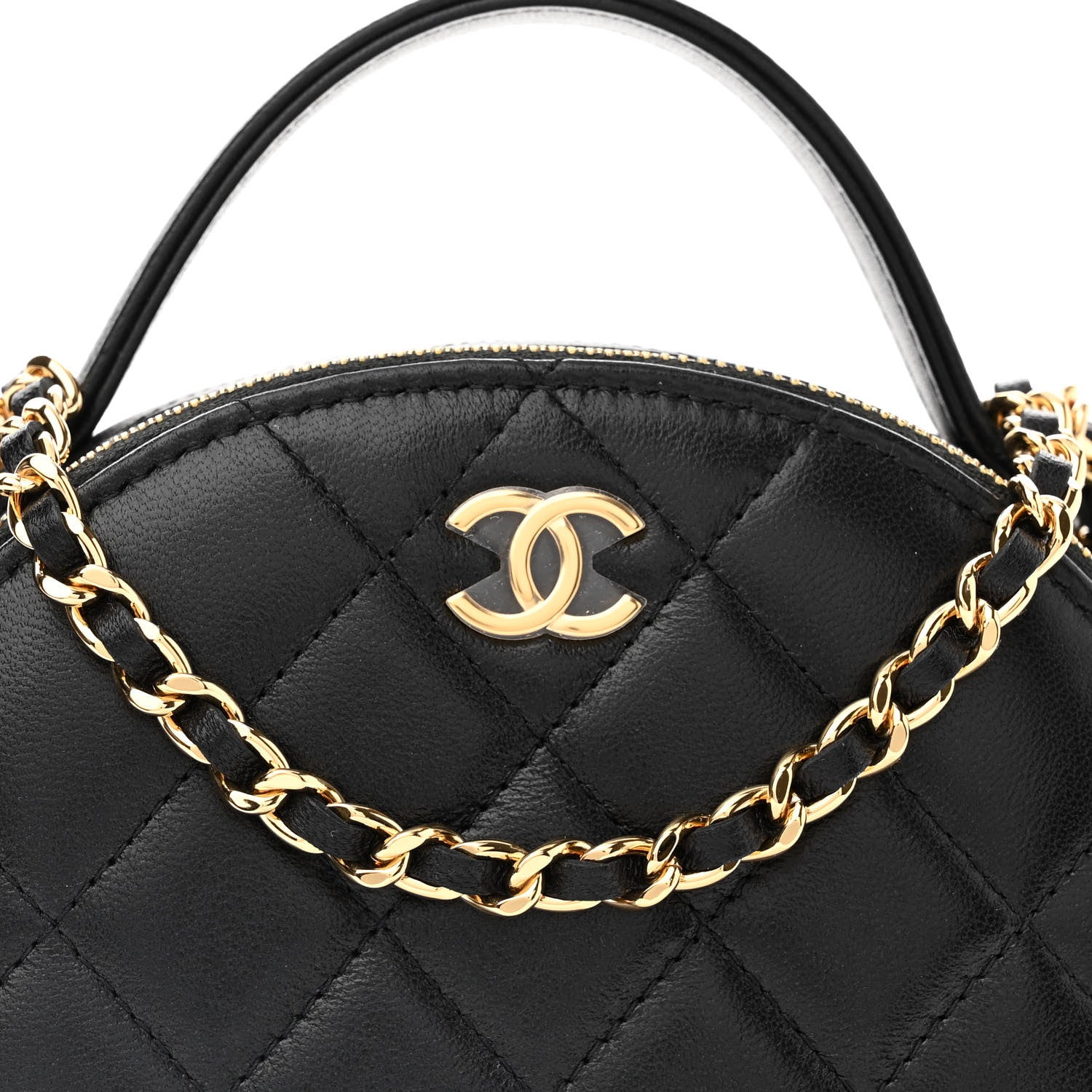 Chanel Lambskin Quilted Chic Riviera Top Handle Vanity Case Black 8 of 10
