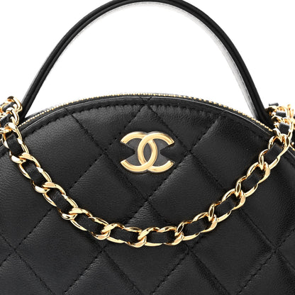 Chanel Lambskin Quilted Chic Riviera Top Handle Vanity Case Black 8 of 10