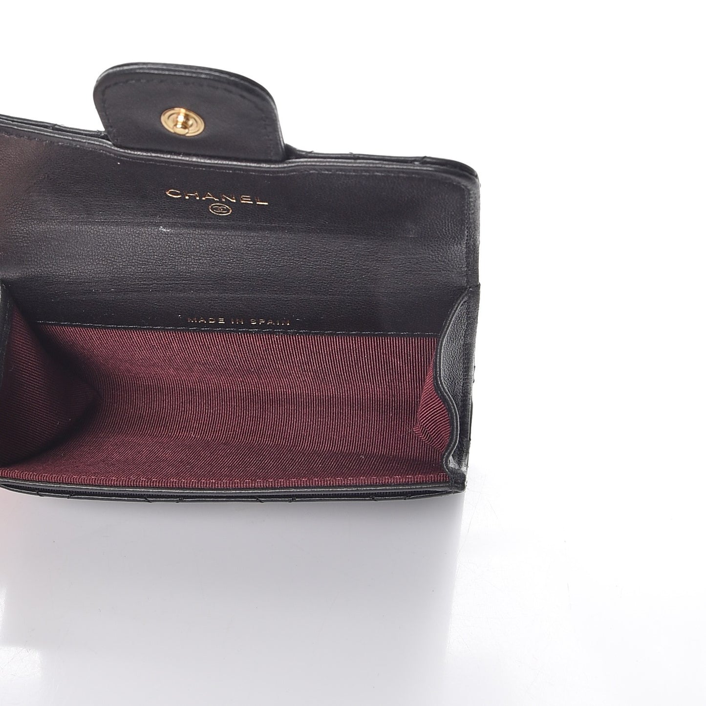 Aged Calfskin Quilted Reissue Flap Card Holder Black