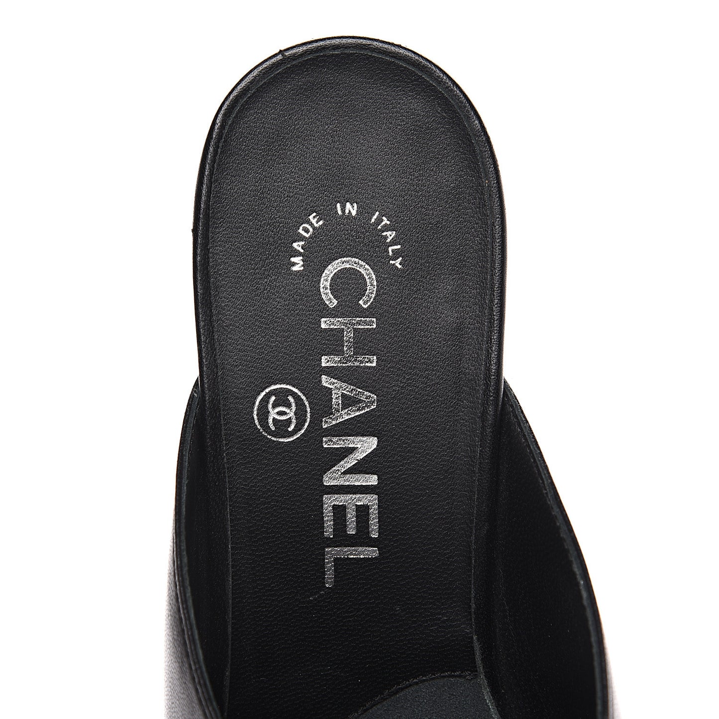 Lambskin Grosgrain Cap Toe CC Mules 36 Black