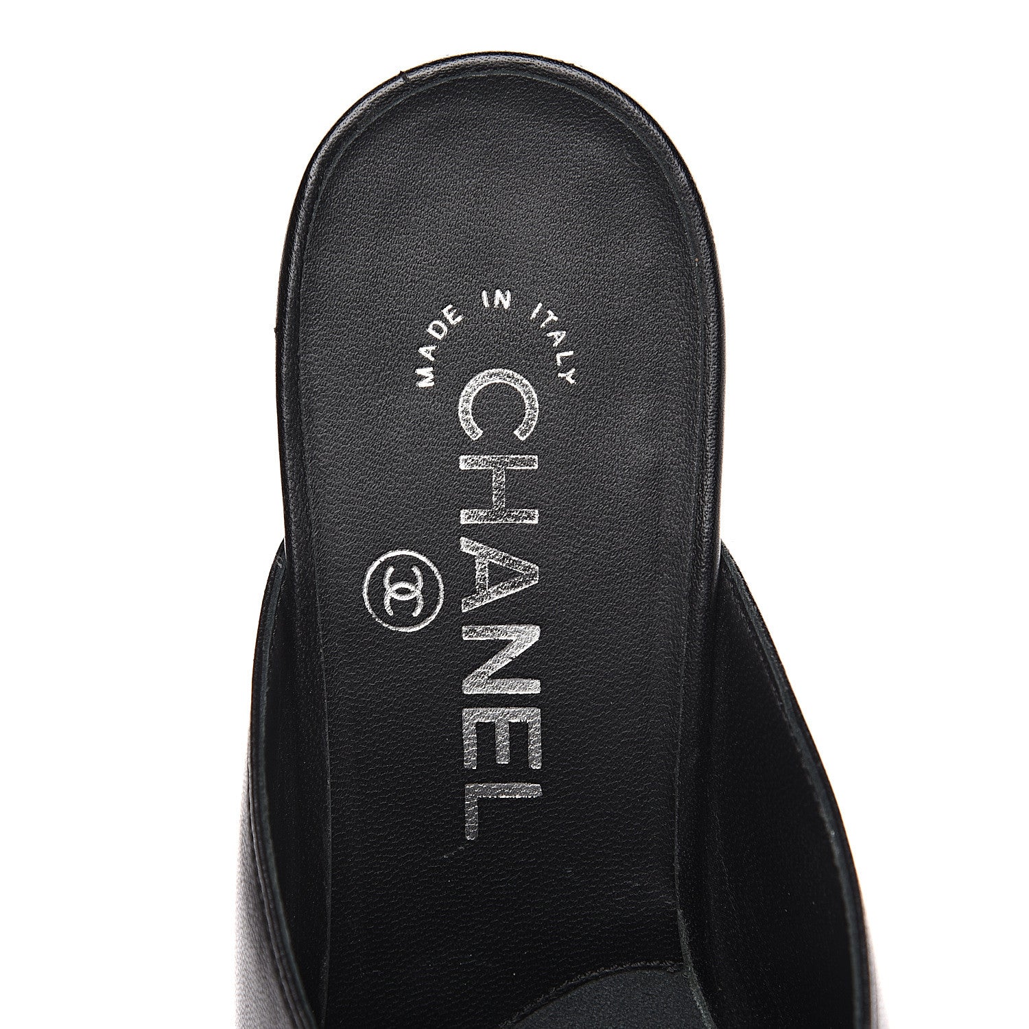 Chanel Lambskin Grosgrain Cap Toe CC Mules 36 Black 6 of 9