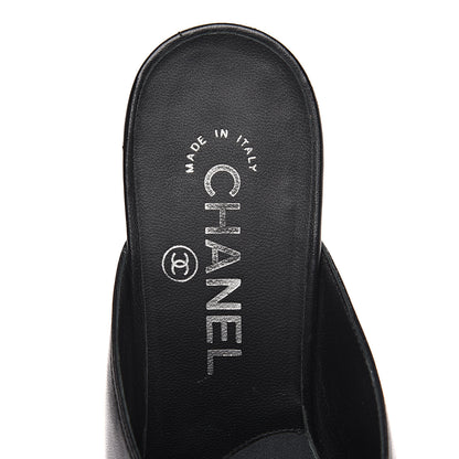 Chanel Lambskin Grosgrain Cap Toe CC Mules 36 Black 6 of 9