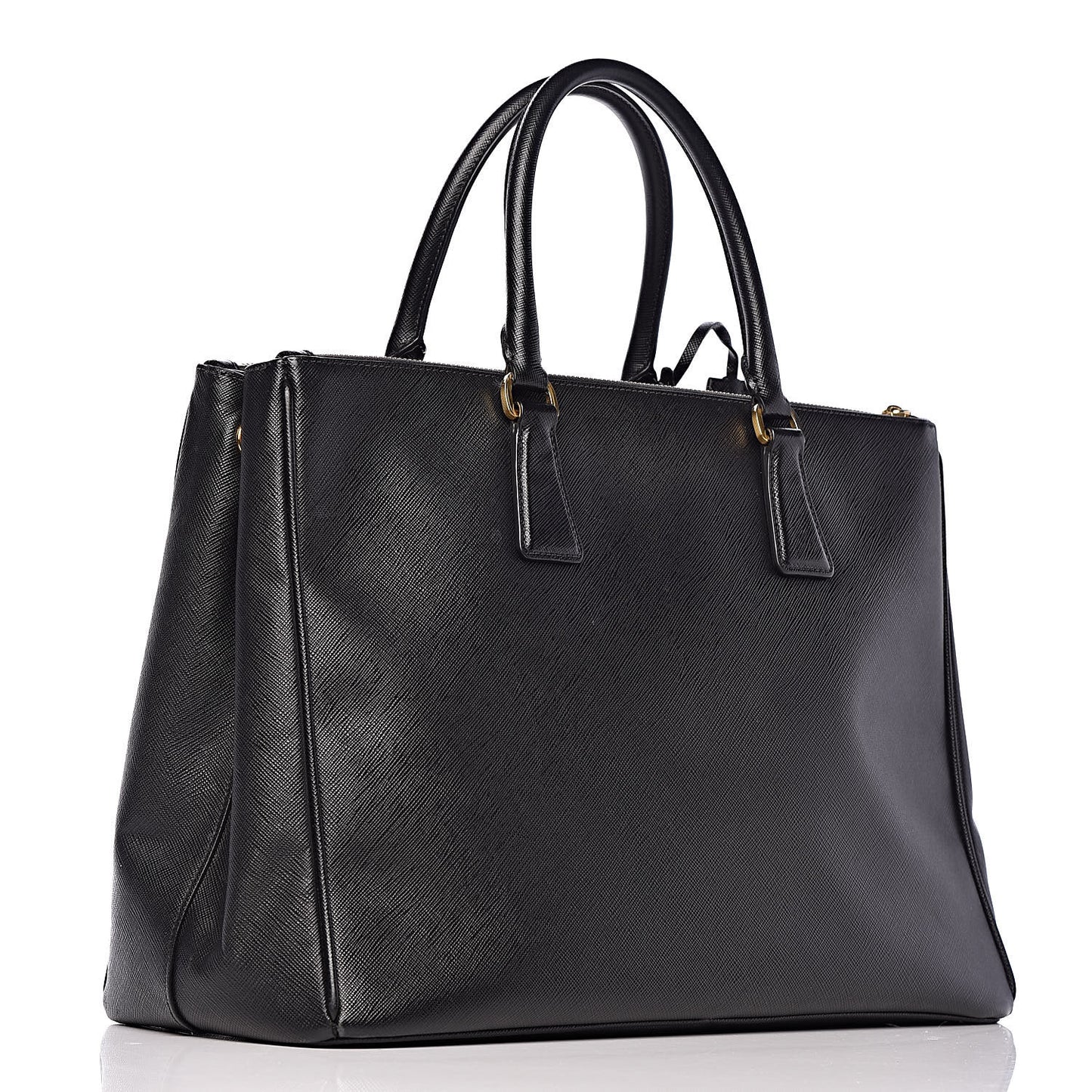 Saffiano Large Galleria Double Zip Tote Black