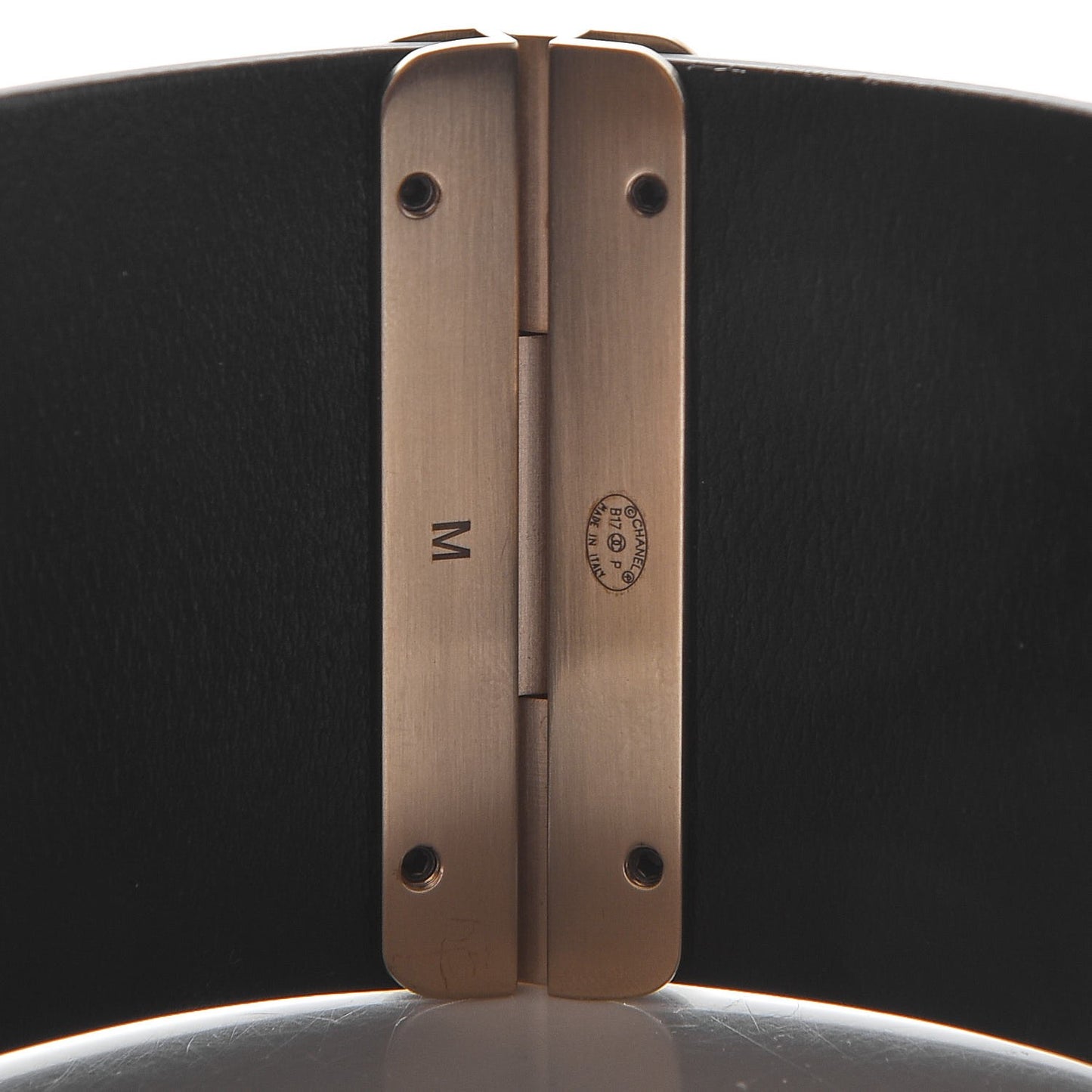 Glazed Calfskin CC Wide Cuff Black