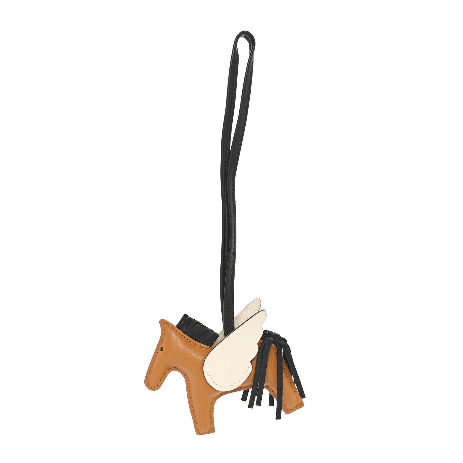Hermes Milo Lambskin Grigri Rodeo Pegase Horse Bag Charm PM Sesame Black Nata 1 of 4
