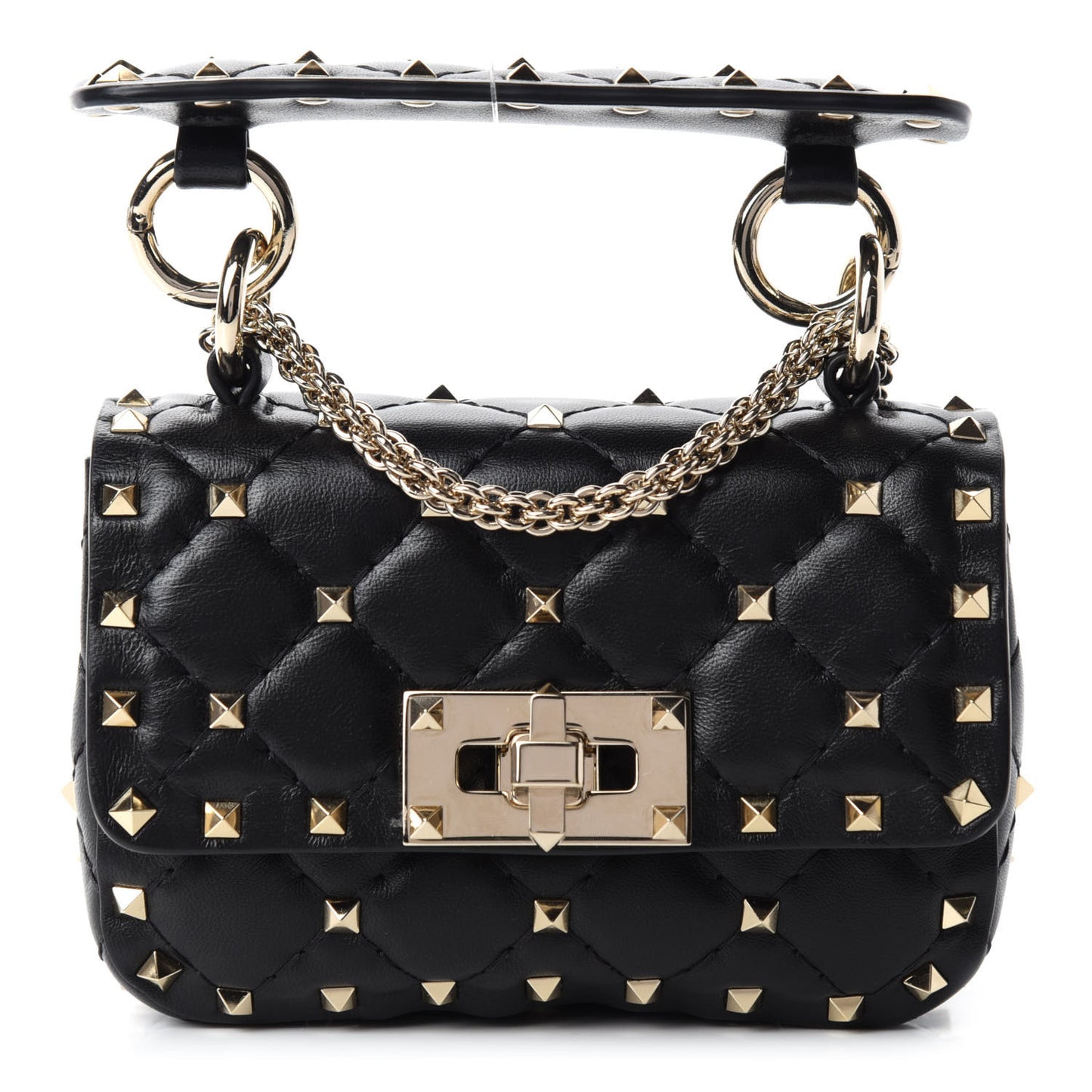 Nappa Micro Rockstud Spike Shoulder Bag Black