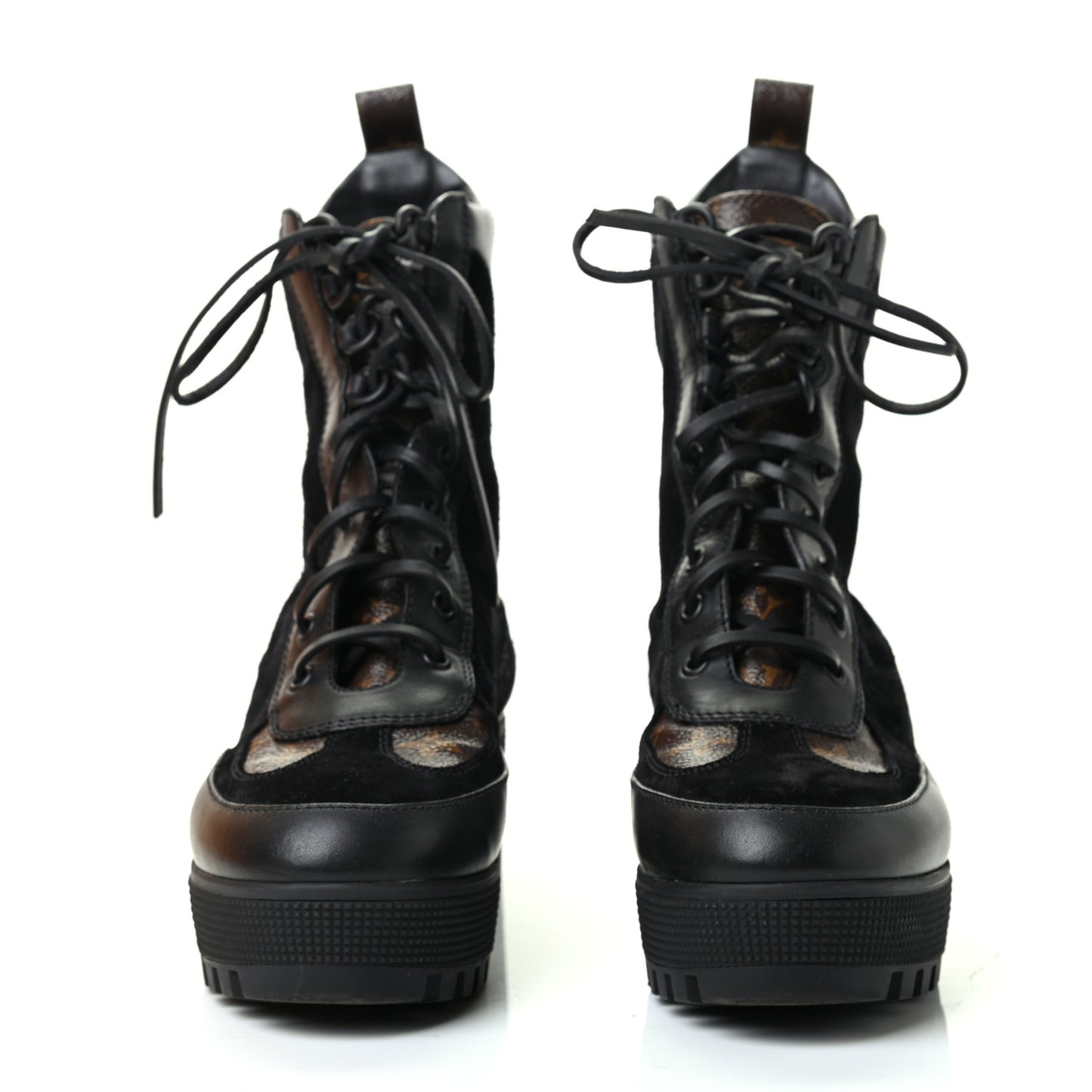 Suede Calfskin Monogram Laureate Platform Desert Boots 39 Black