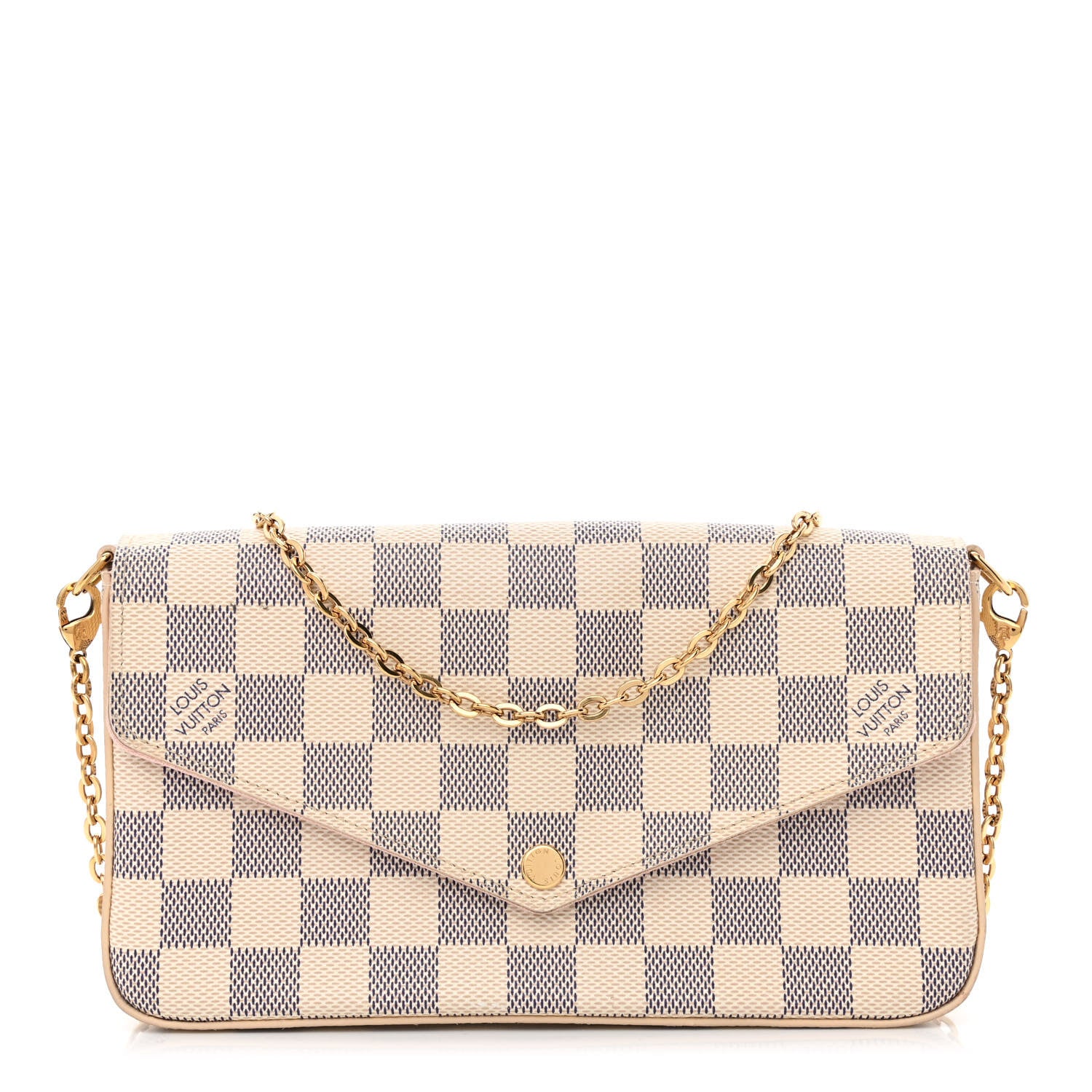 Louis Vuitton Damier Azur Pochette Felicie Chain Wallet Rose Ballerine 3 of 12