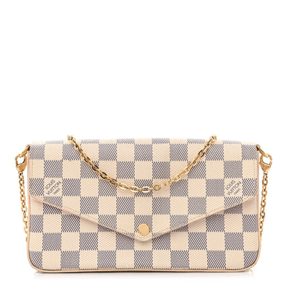 Louis Vuitton Damier Azur Pochette Felicie Chain Wallet Rose Ballerine 3 of 12