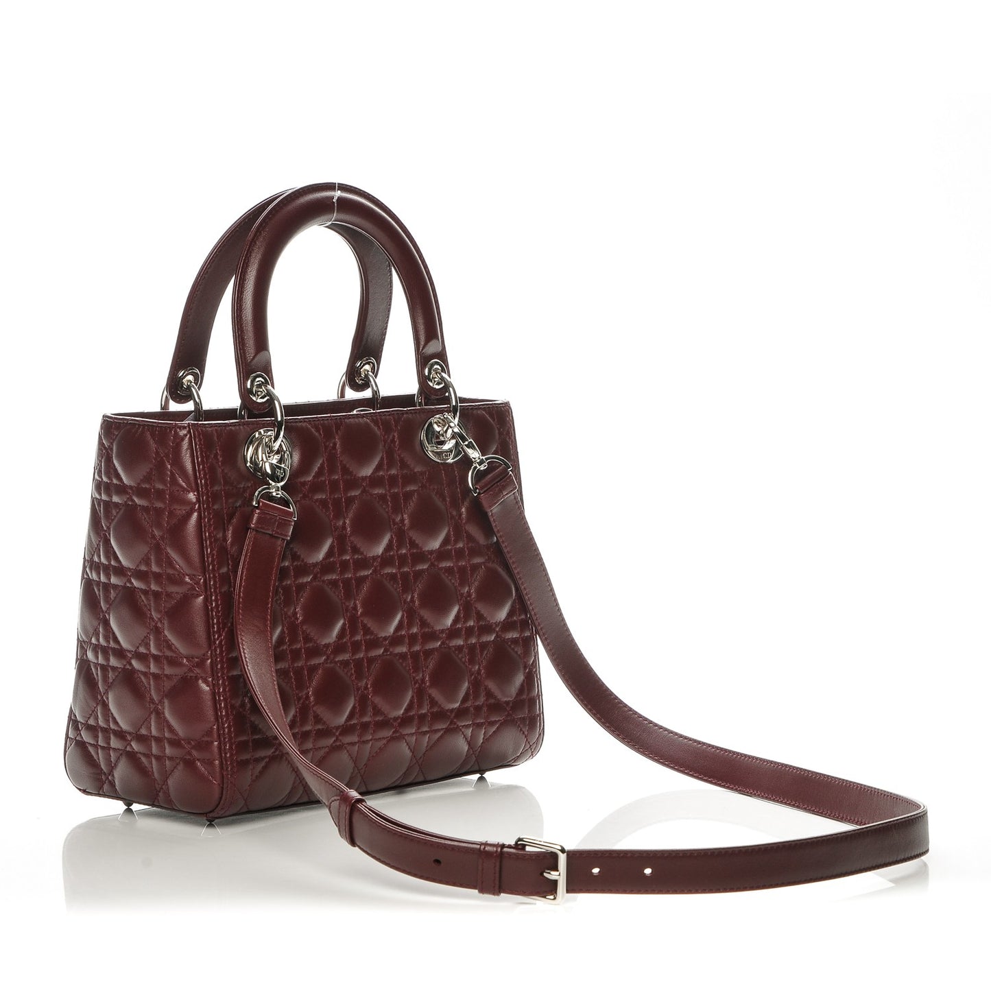 Lambskin Cannage Medium Lady Dior Burgundy
