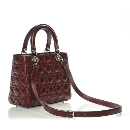 Christian Dior Lambskin Cannage Medium Lady Dior Burgundy 3 of 6