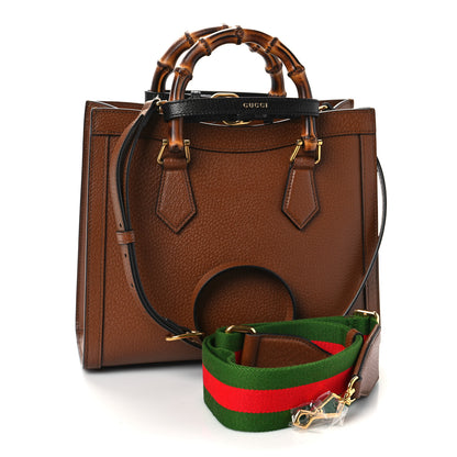 Gucci Textured Dollar Calfskin Web Small Diana Tote Bag Cuir Black 2 of 7