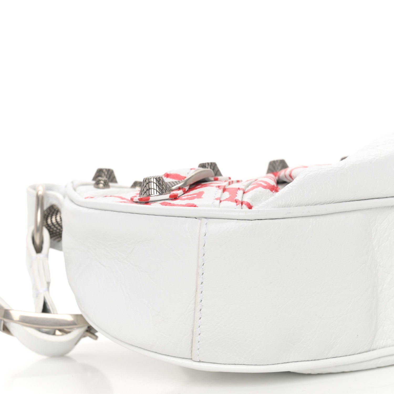 Balenciaga Agneau Arena Lunar New Year Graffiti Logo Le Cagole Shoulder Bag XS Optic White 10 of 11