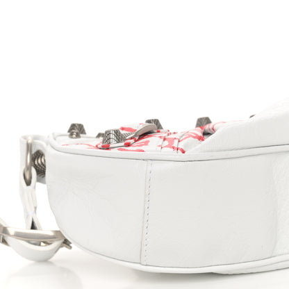 Balenciaga Agneau Arena Lunar New Year Graffiti Logo Le Cagole Shoulder Bag XS Optic White 10 of 11