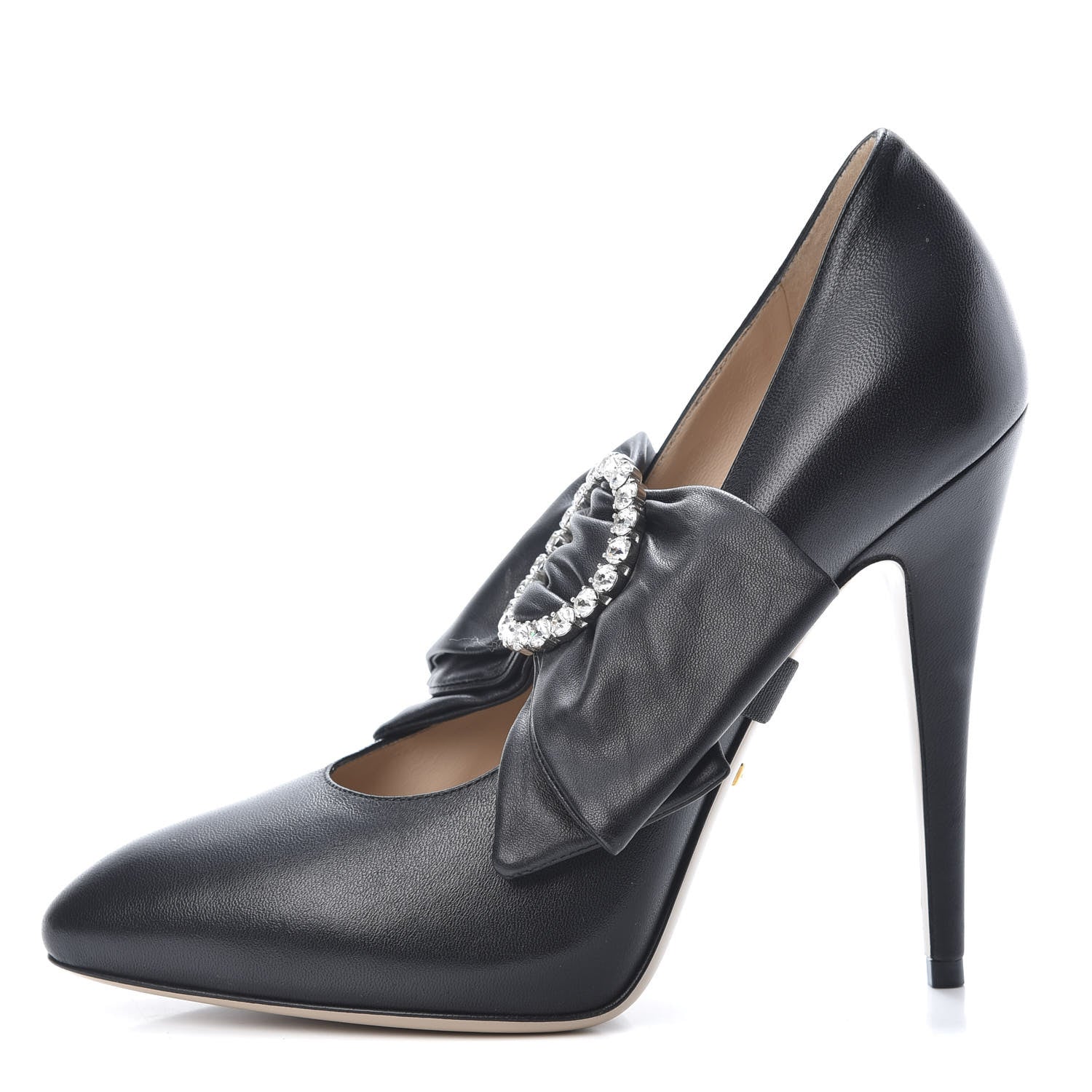 Gucci Nappa Removable Bow Elaisa Platform High Heel Pumps 38 Black 1 of 11