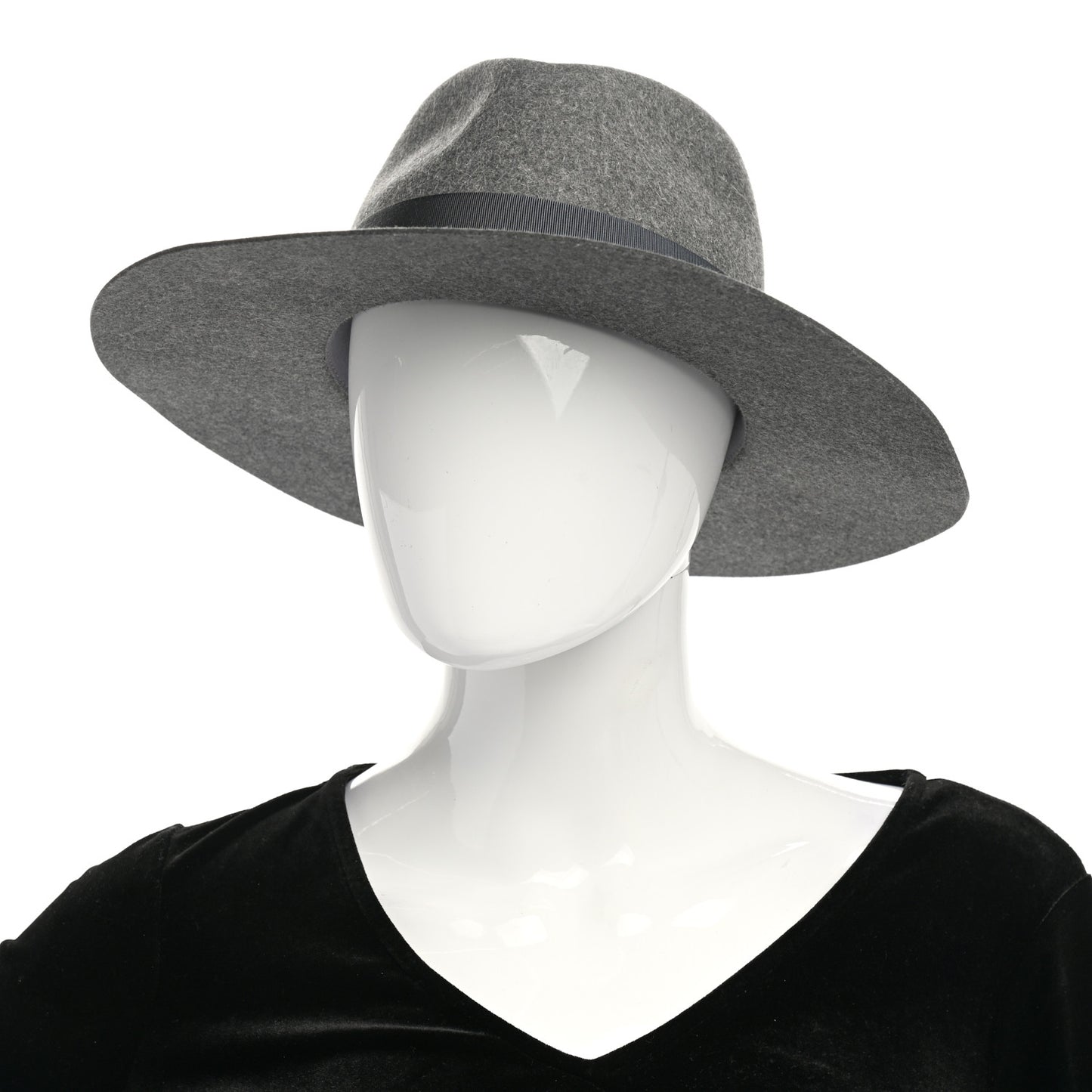 Rabbit Felt Lacquered Palladium Faubourg Hat Charbon