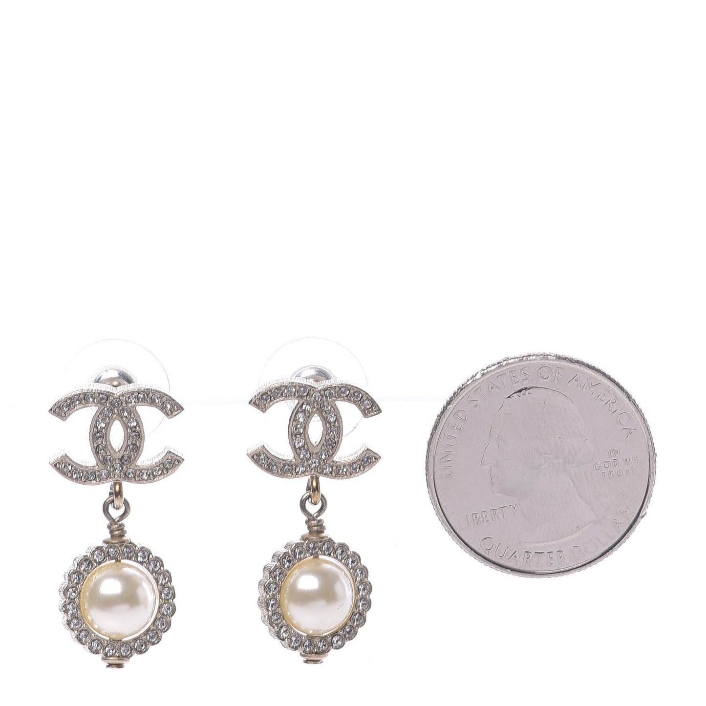 Crystal Pearl CC Lace Camellia Earrings Gold