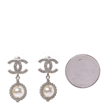 Chanel Crystal Pearl CC Lace Camellia Earrings Gold 2 of 5
