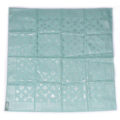 Louis Vuitton Cotton Monogram Scarf Turquoise Silver 3 of 5