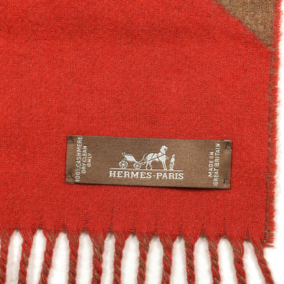 Hermes Cashmere Chevron Muffler Camel Mandarine 3 of 4