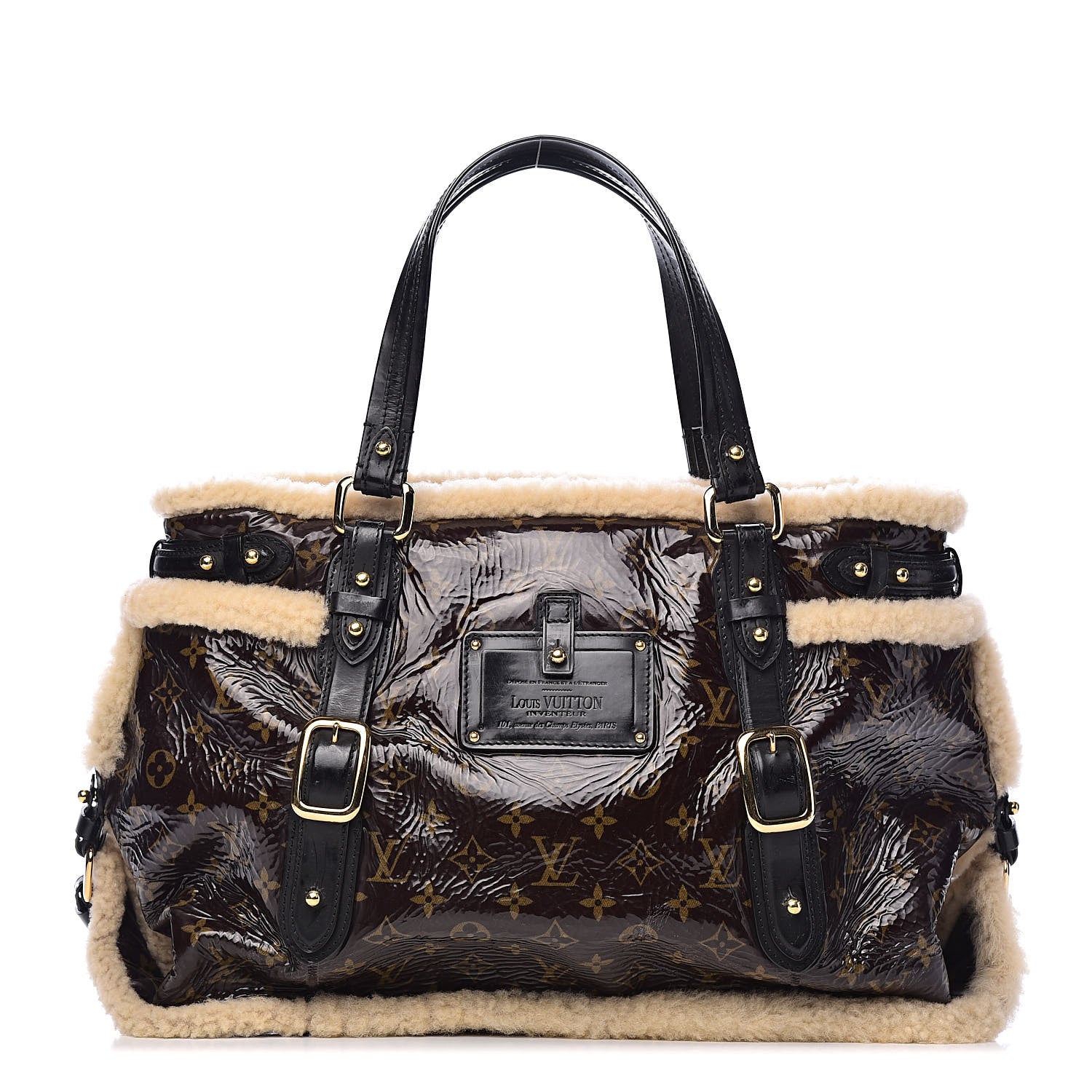 Louis Vuitton Patent Monogram Shearling Sac Thunder 1 of 10