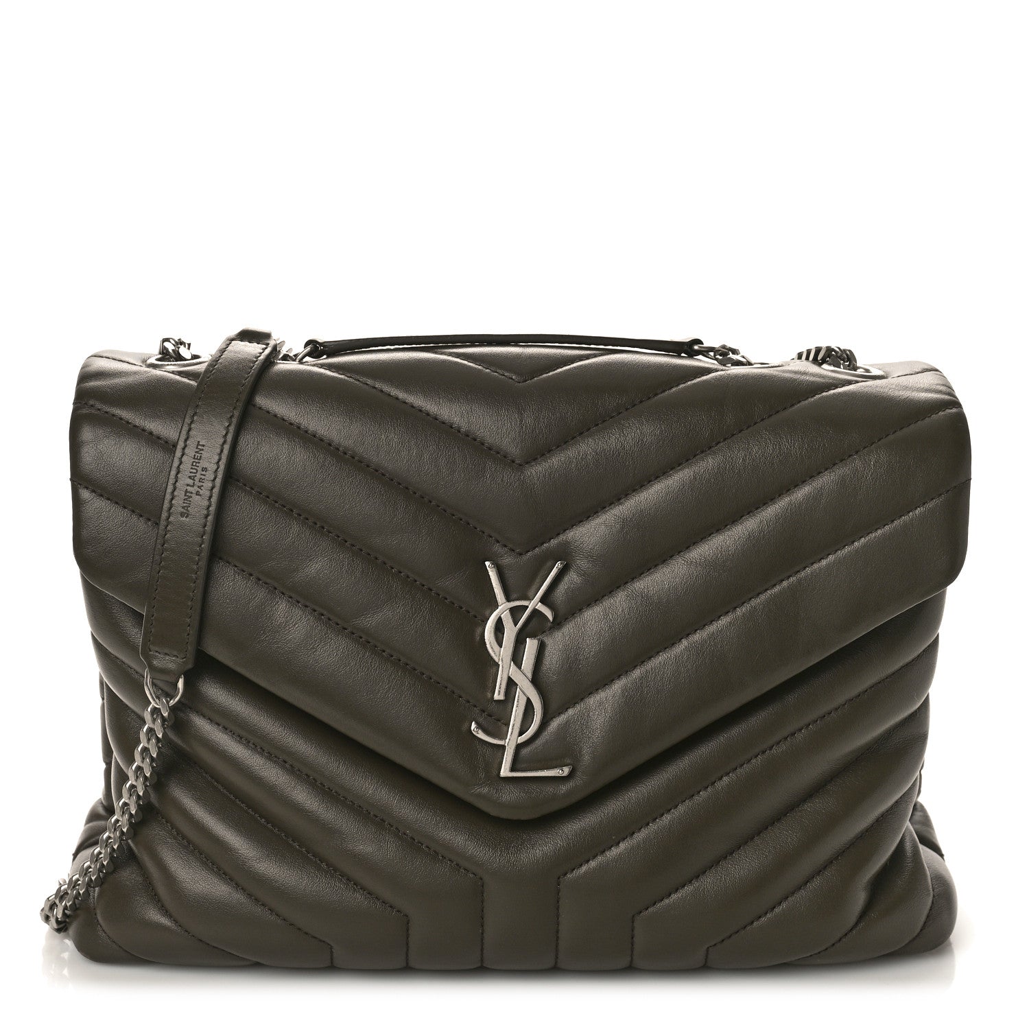 Saint Laurent Calfskin Y Quilted Monogram Medium Loulou Chain Satchel Khaki Fonce 1 of 9