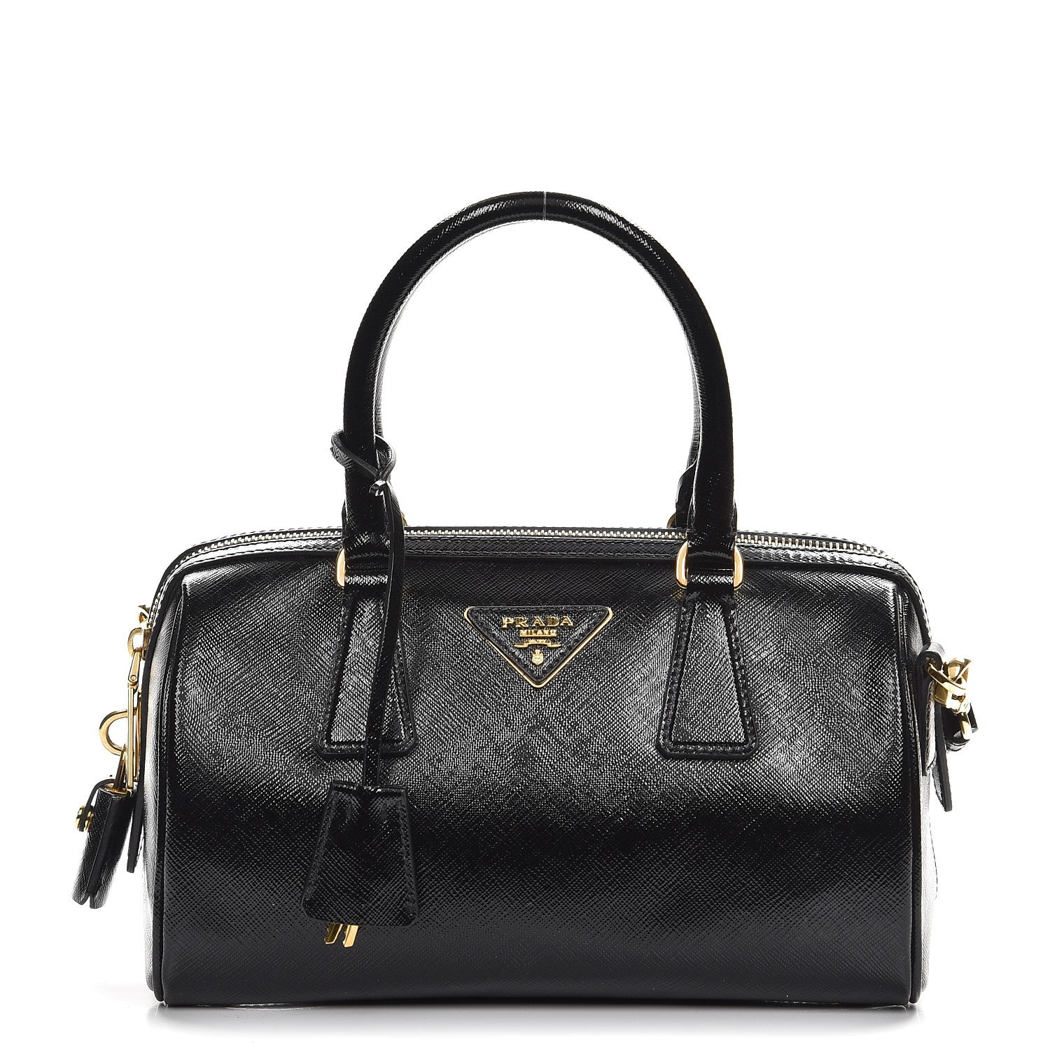Prada Saffiano Vernice Petite Bowler Black 1 of 8
