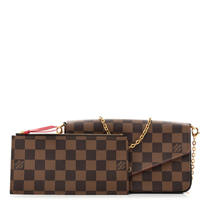 Louis Vuitton Damier Ebene Pochette Felicie Chain Wallet 3 of 15