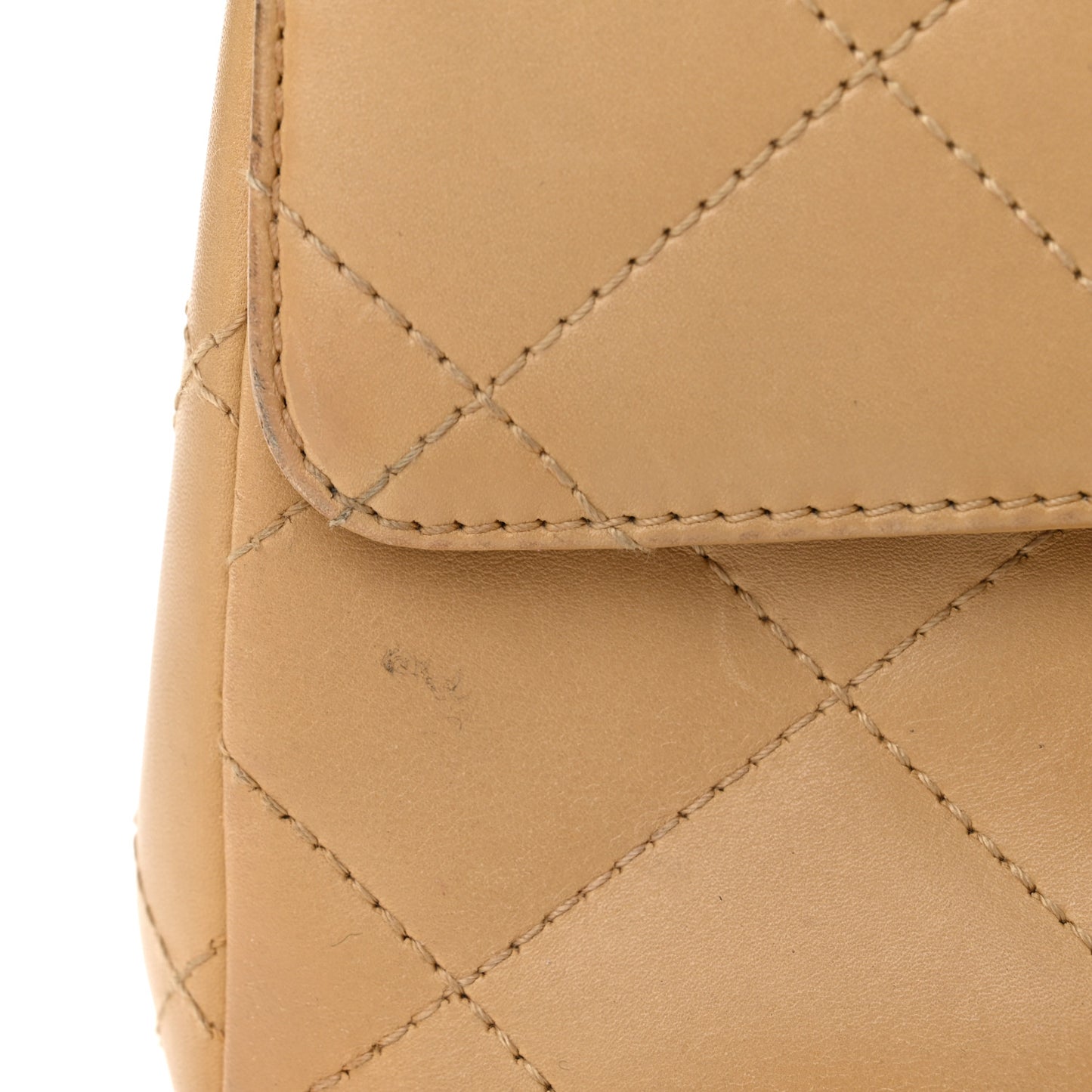 Lambskin Quilted Medium Single Flap Beige