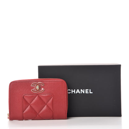 Chanel Sheepskin Quilted Mademoiselle Vintage Zip Coin Purse Red 10 of 10